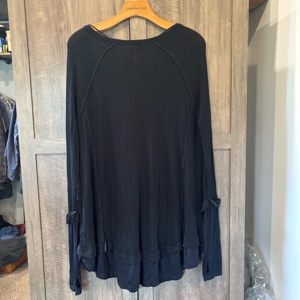We The Free People small Catalina Thermal Top Oversized Boho Black - Picture 3 of 12